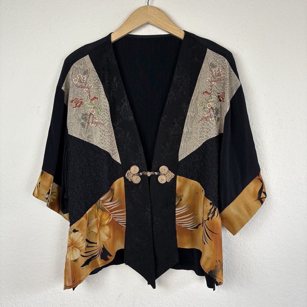 Vtg Spencer Alexis L Kimono Jacket Whimsigoth Boho Embroidered Fairy Artsy